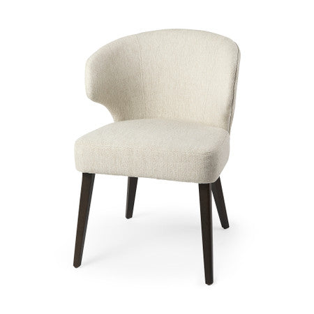 Niles Cream Fabric Seat W/ Dark Brown Wooden Legs Wingback Dining Chair