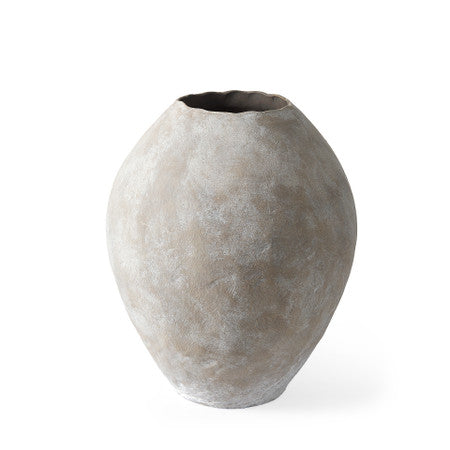 Gobi Small Tan Ceramic Oval Vase