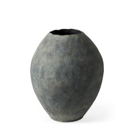 Gobi Small Gray Ceramic Oval Vase