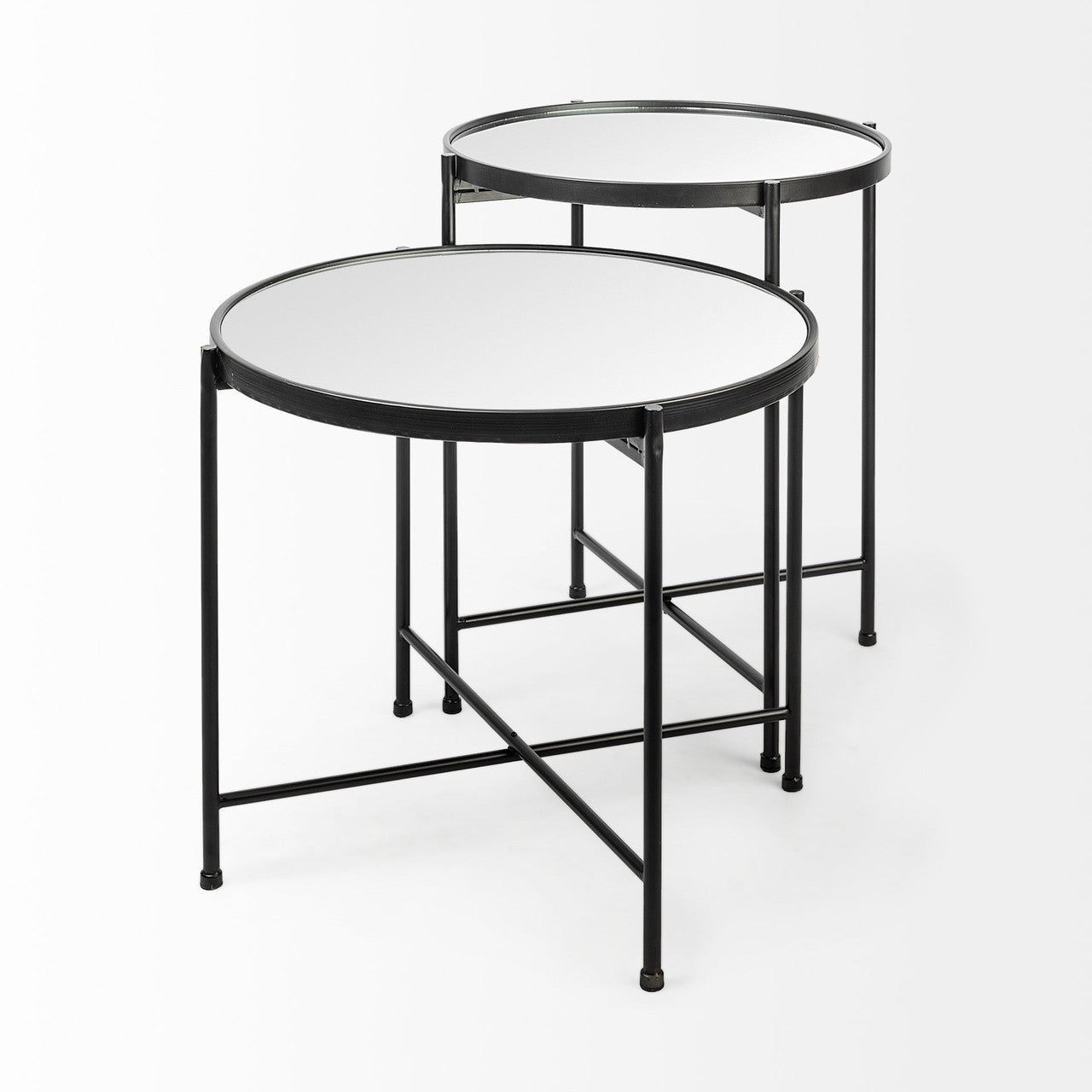 Samantha (Small) Black Mirror Top  Accent Table