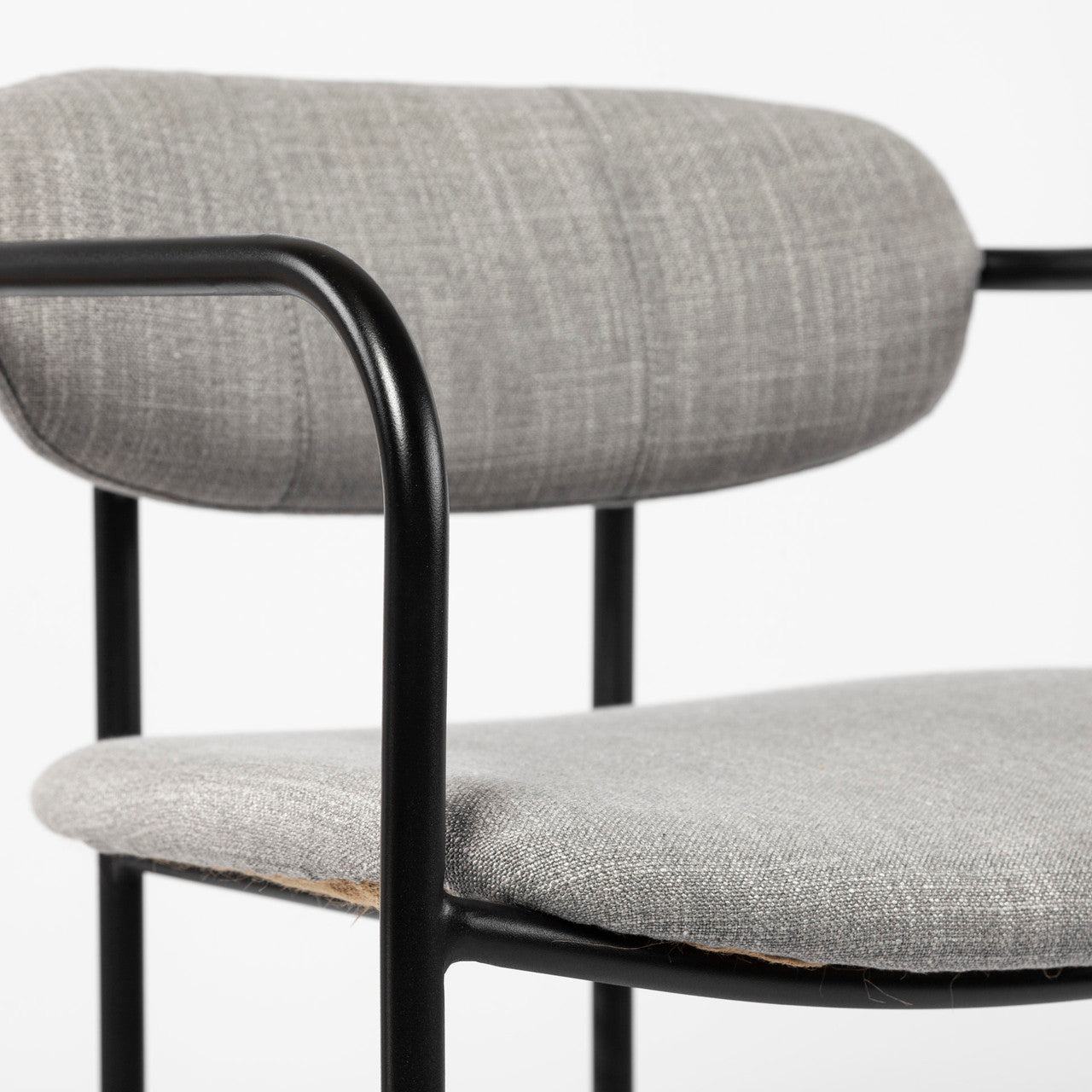 Parker Gray Fabric Seat Black Metal Dining Chair