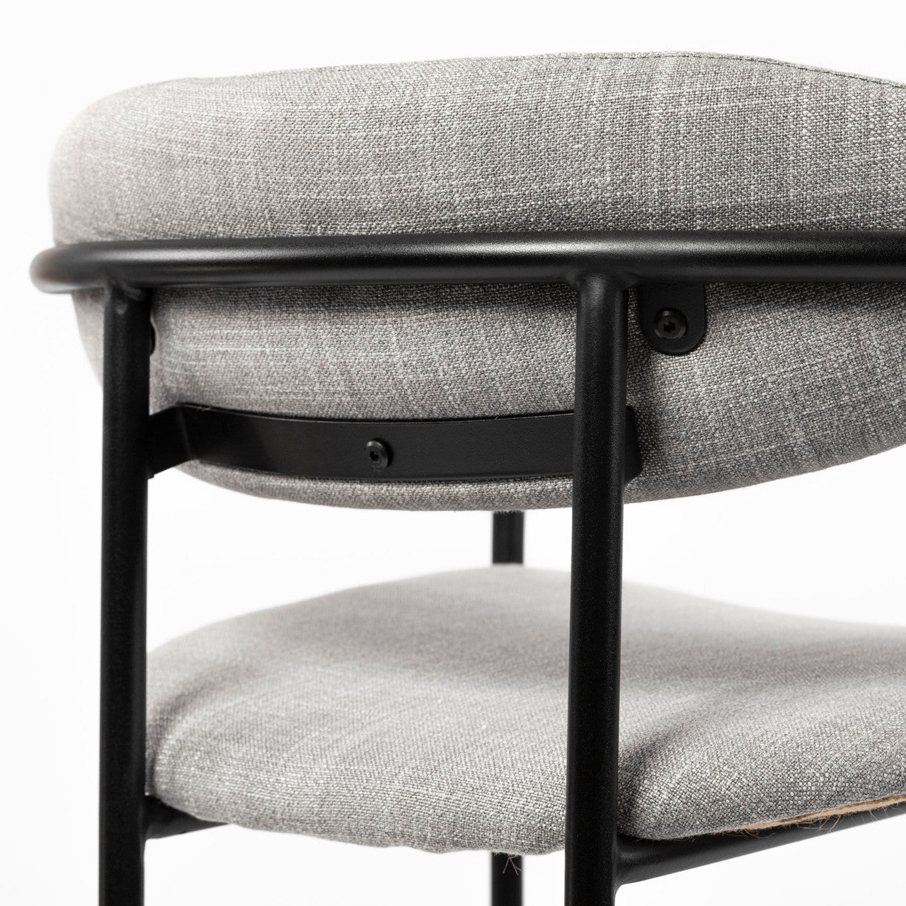 Parker Gray Fabric Seat Black Metal Dining Chair