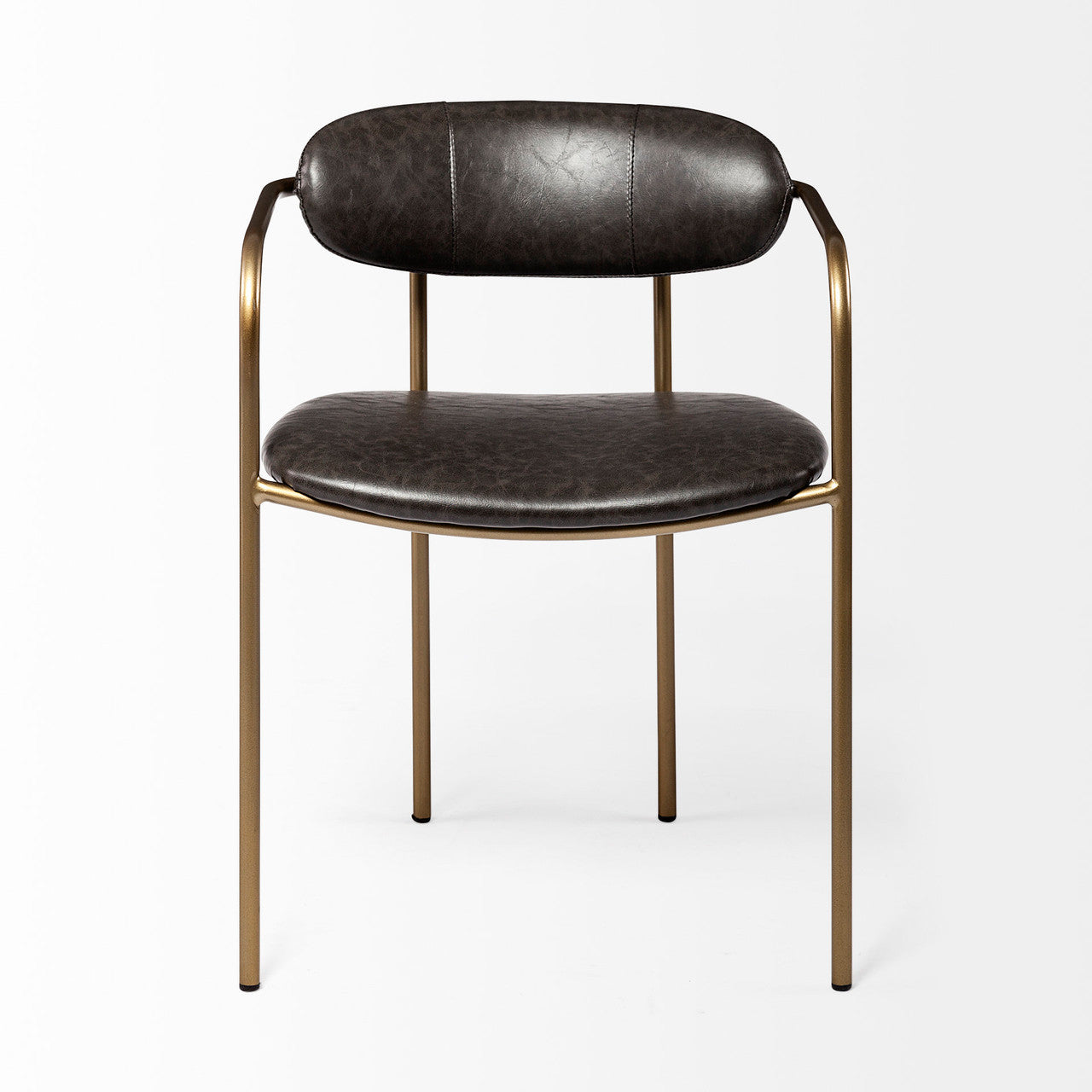 Parker Brown Faux Leather Seat Gold Metal Dining Chair