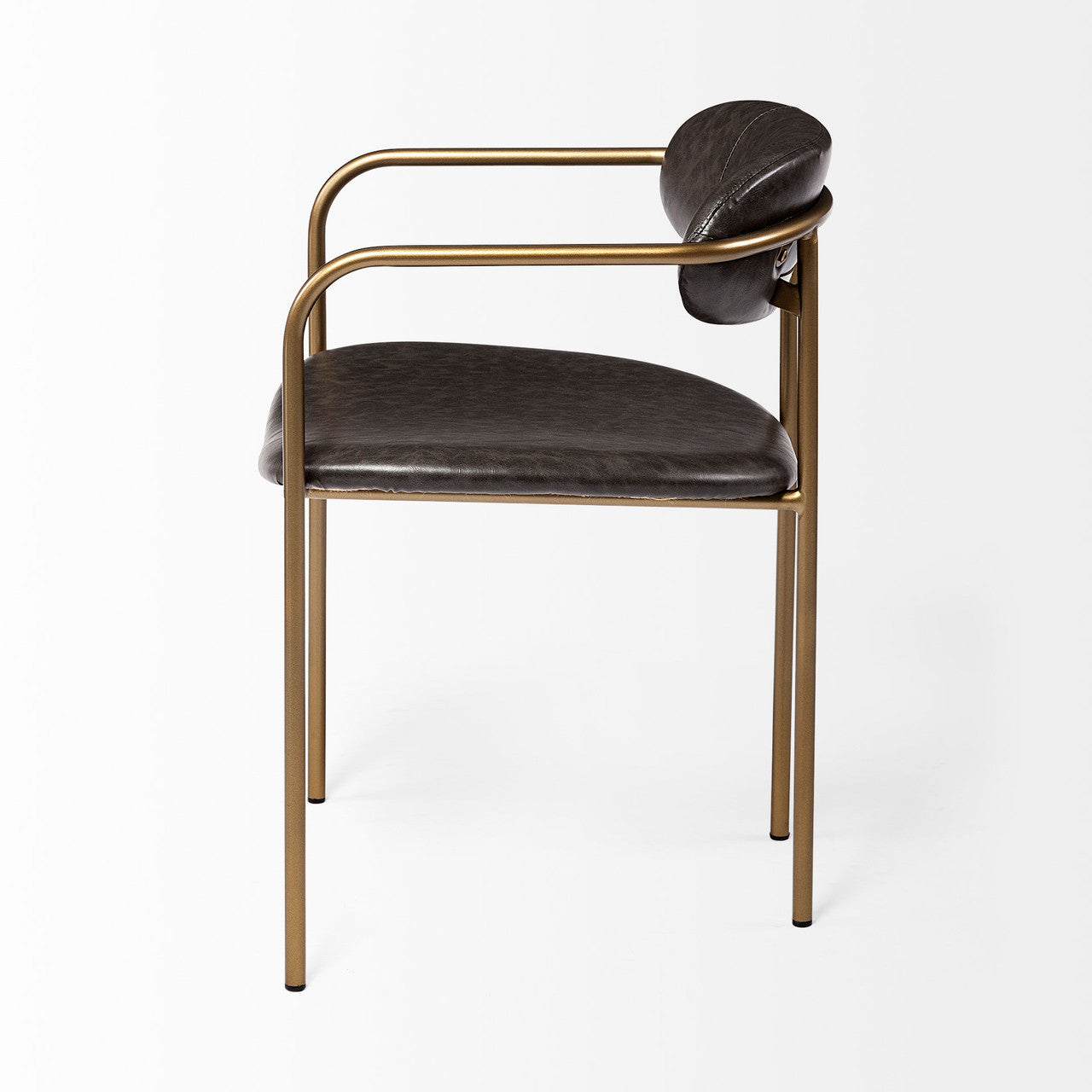 Parker Brown Faux Leather Seat Gold Metal Dining Chair
