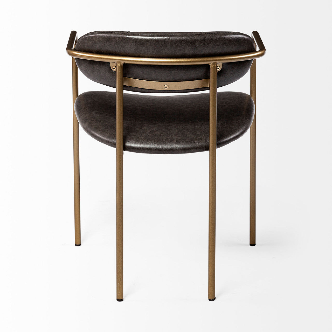 Parker Brown Faux Leather Seat Gold Metal Dining Chair