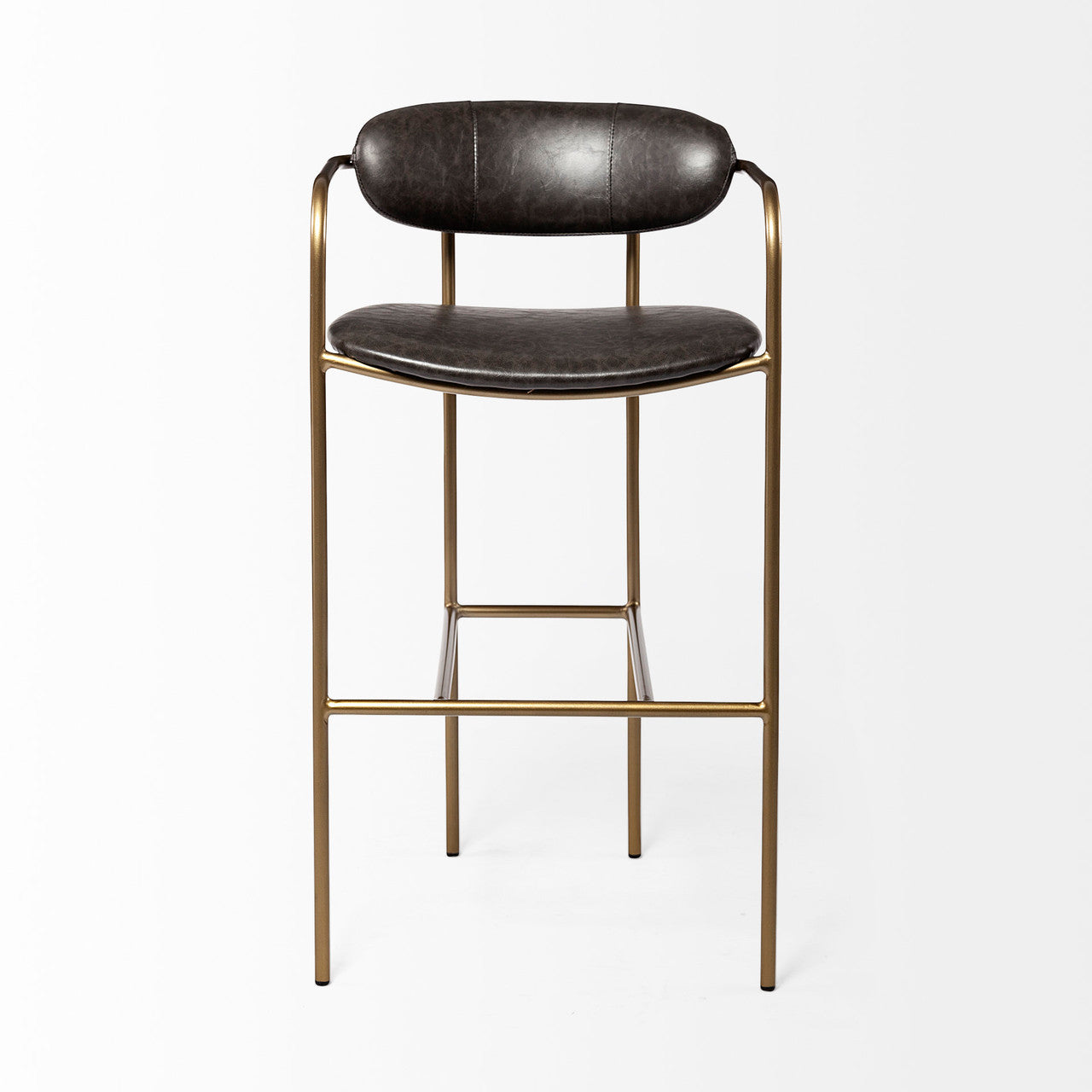 Parker Brown Faux Leather Seat Gold Metal Bar Stool