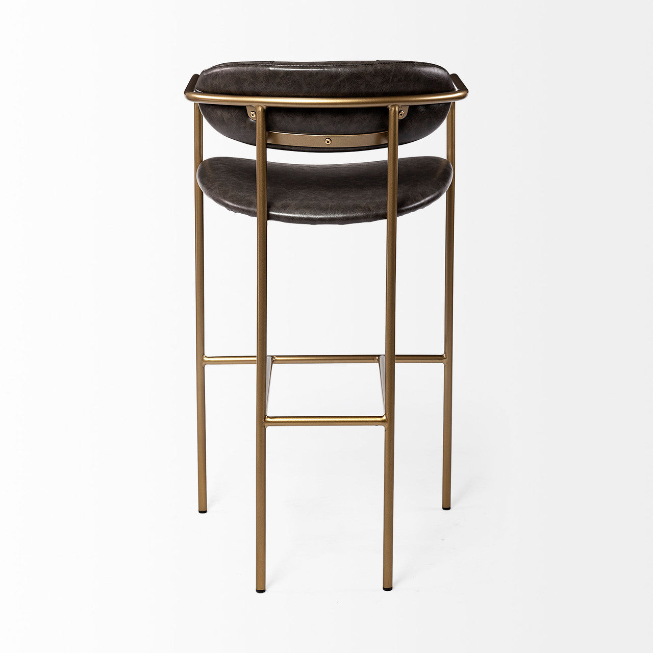 Parker Brown Faux Leather Seat Gold Metal Bar Stool