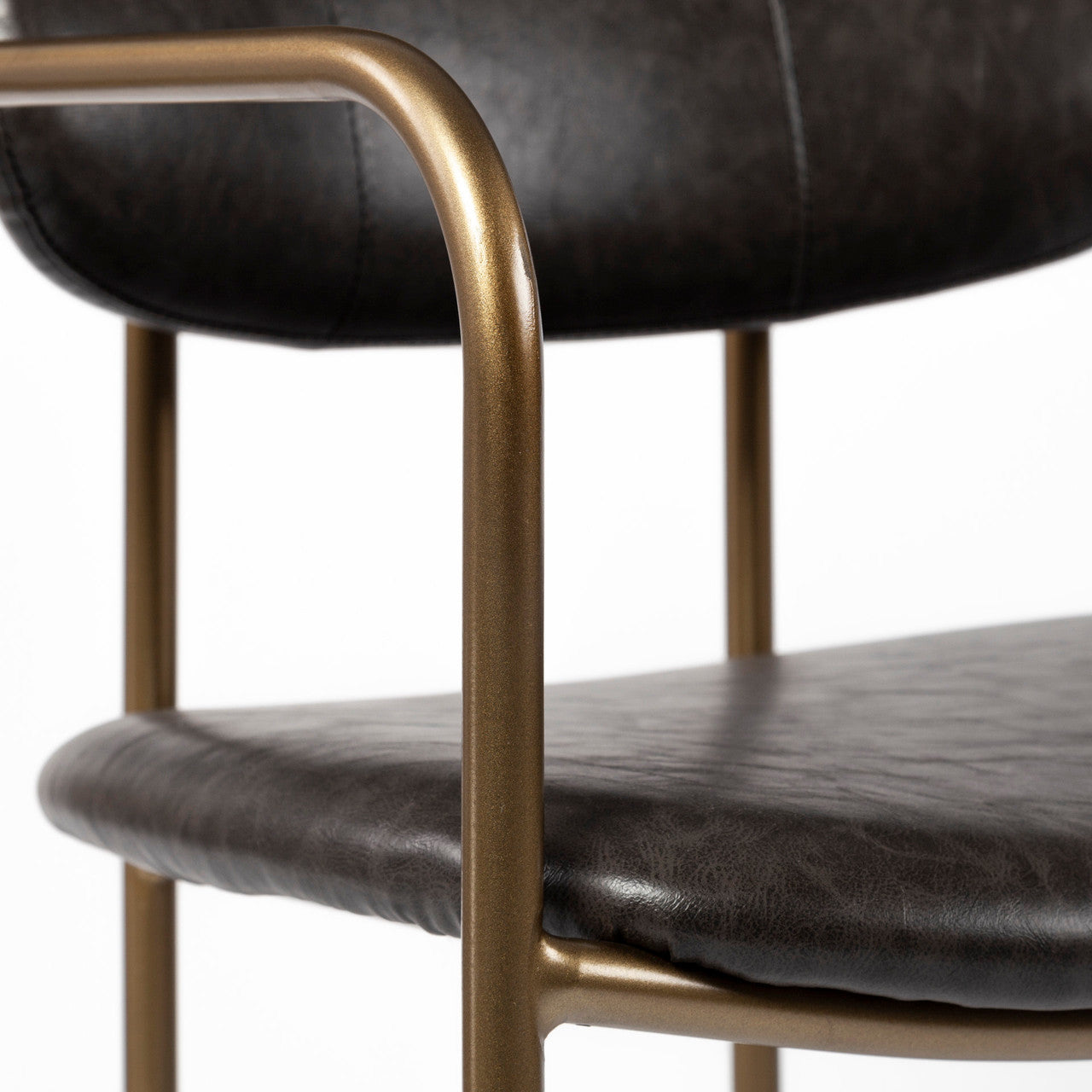 Parker Brown Faux Leather Seat Gold Metal Bar Stool