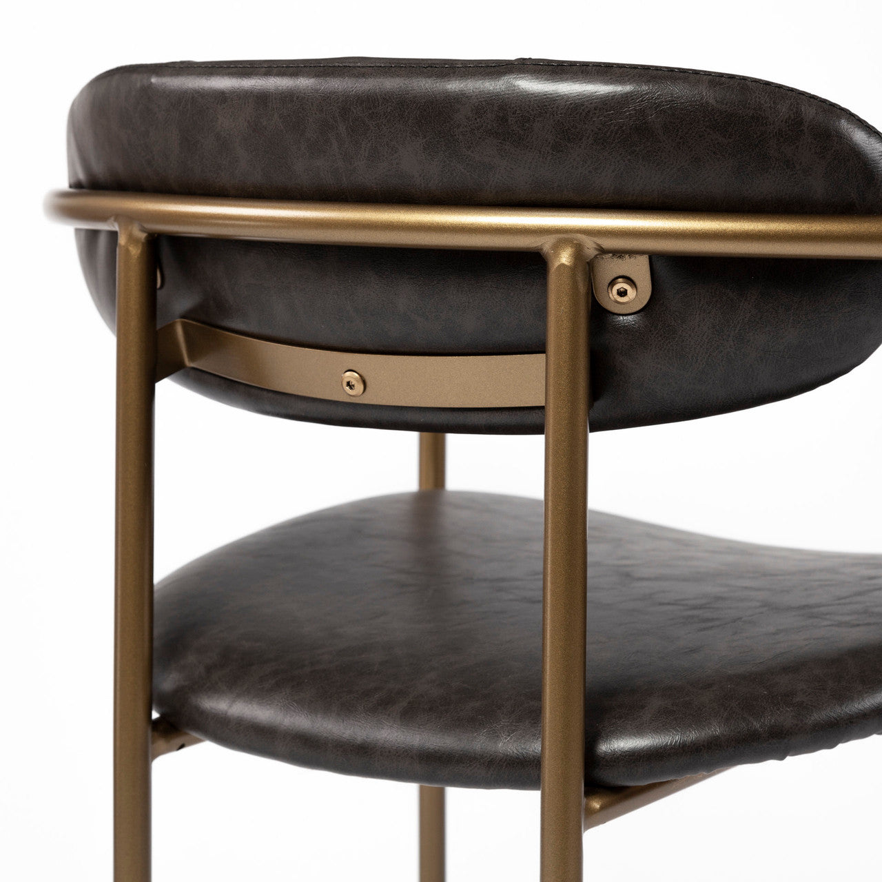 Parker Brown Faux Leather Seat Gold Metal Bar Stool