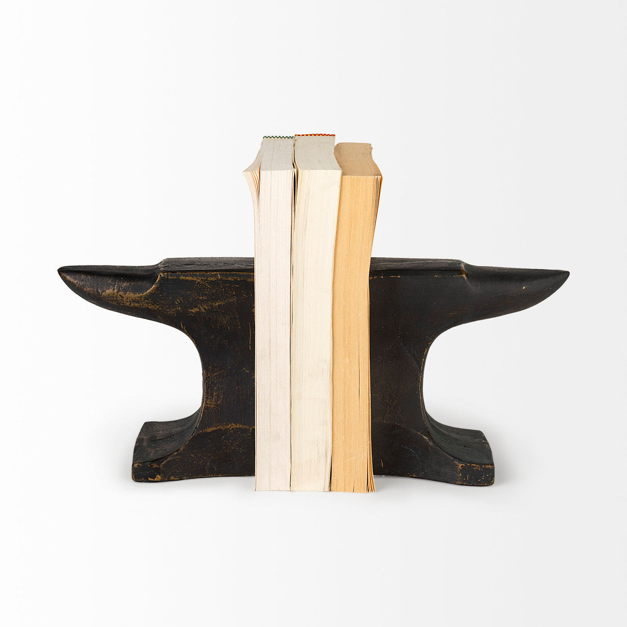 Anvilia (Set of 2) 12L x 4W Black With Gold Accents Anvil Shaped Bookends