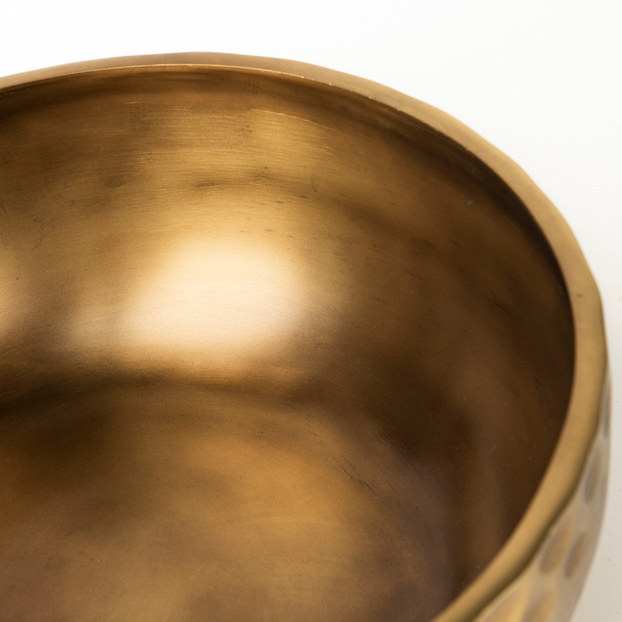 Karmel 12L x 12W Gold Hammered Aluminum Bowl