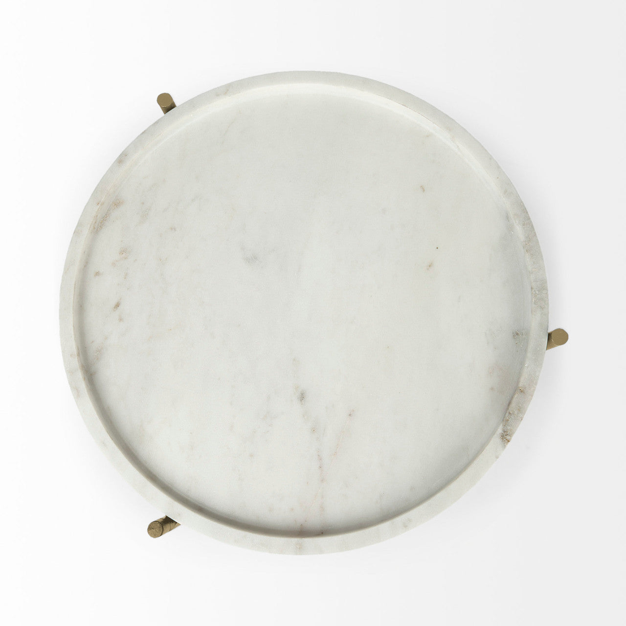 Stella 17L x 17W White Round Marble Top W/Gold Base Accent Table