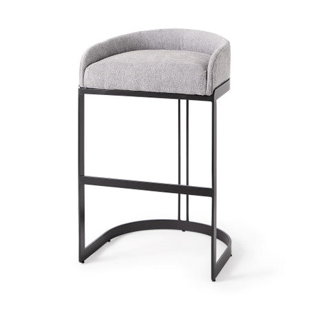 Hollyfield II Gray Fabric Seat W/ Gray Metal Base Bar Stool