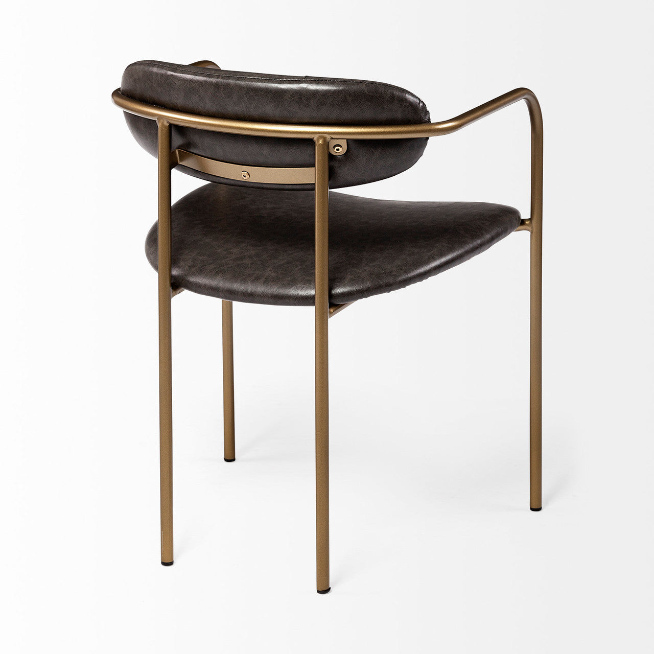 Parker Brown Faux Leather Seat Gold Metal Dining Chair