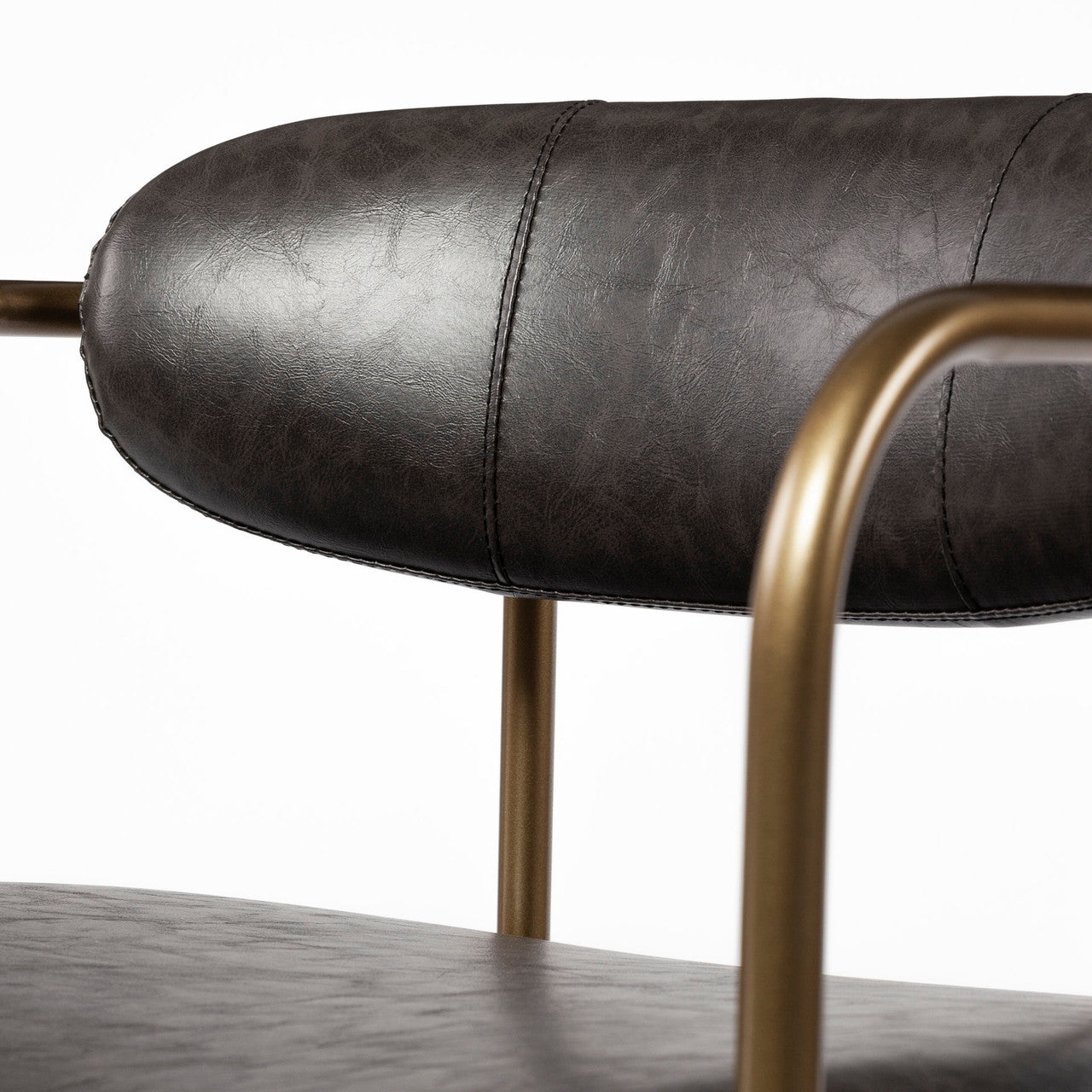 Parker Brown Faux Leather Seat Gold Metal Dining Chair