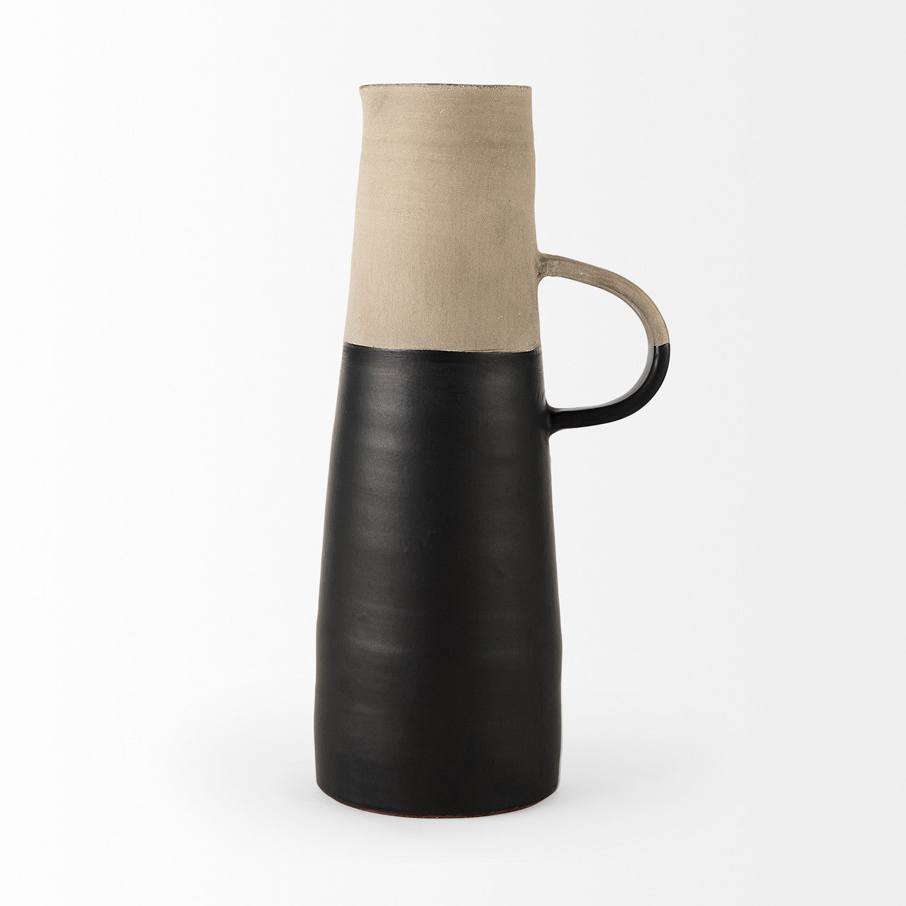 Garand Large 18.8H Two-Toned Black/Natural Ceramic Jug