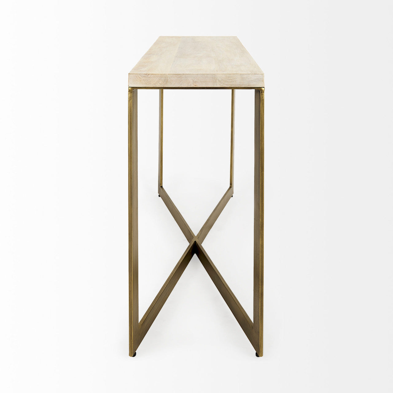Faye 50L x 15W x 30H Beige Finished Wood W/Gold Metal Base Console Table
