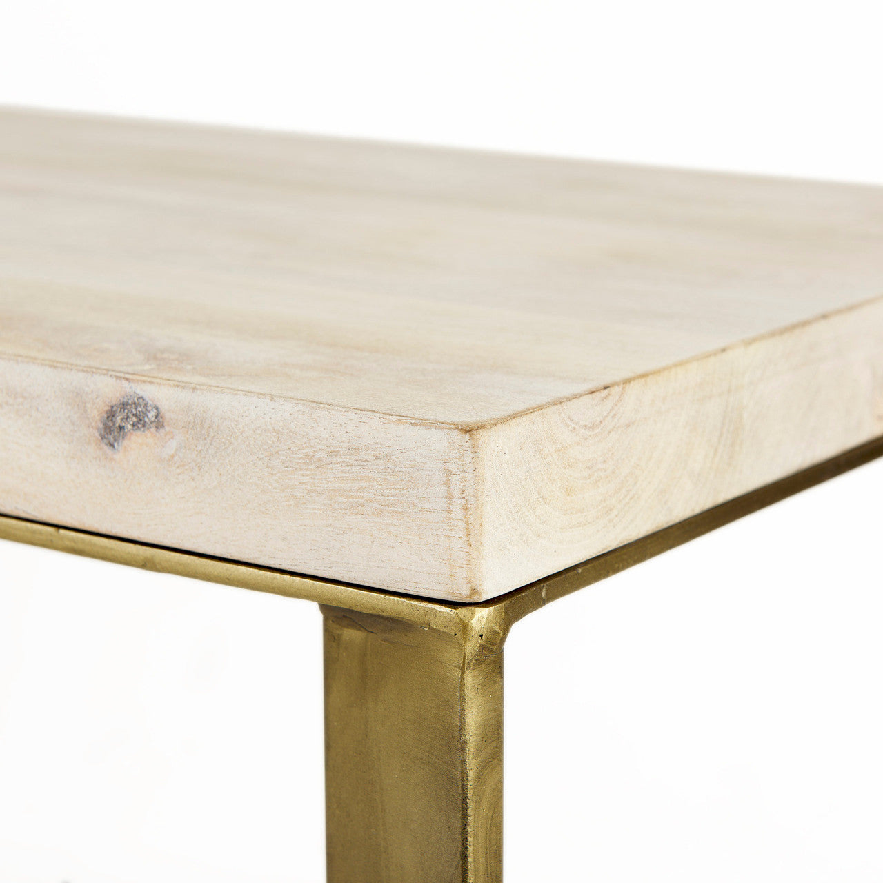 Faye 50L x 15W x 30H Beige Finished Wood W/Gold Metal Base Console Table
