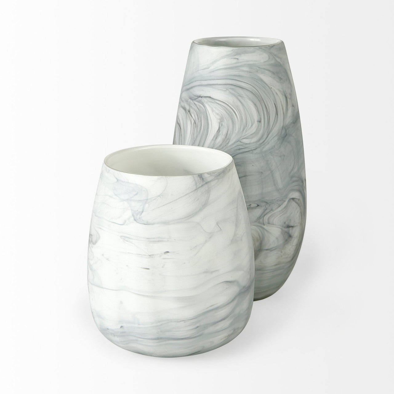 Volta II Tall White Gray Abstract Pattern Glass Vase