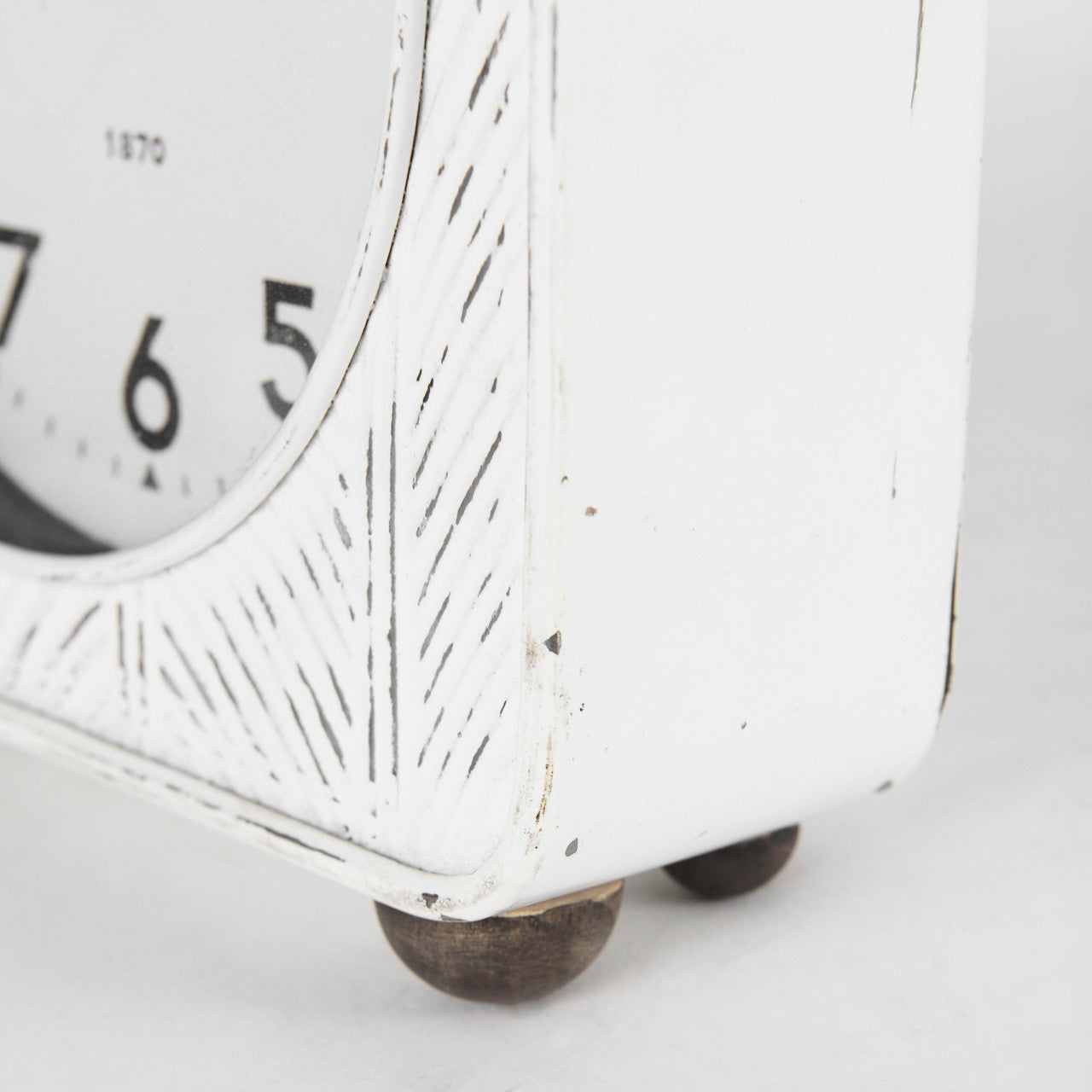 Karl 8.0L x 2.8W x 8.8H Rustic White Iron Rounded Square Table Clock