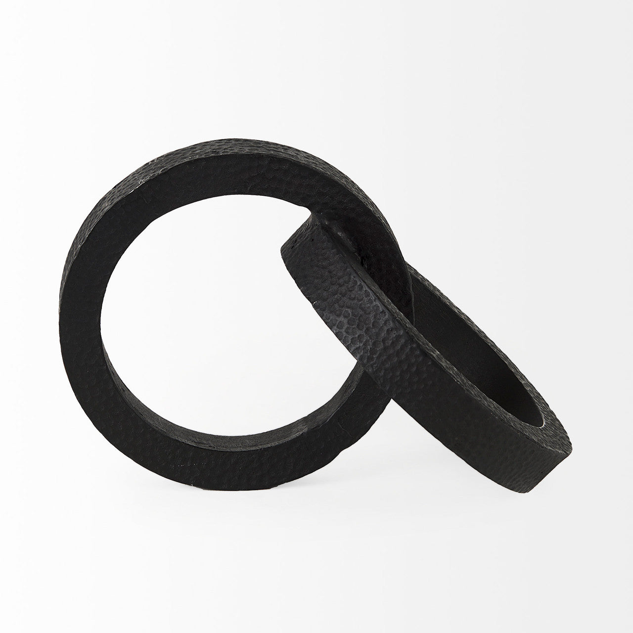 Rafiki Two Blackened Hammered Finish Metal Conjoined Circles