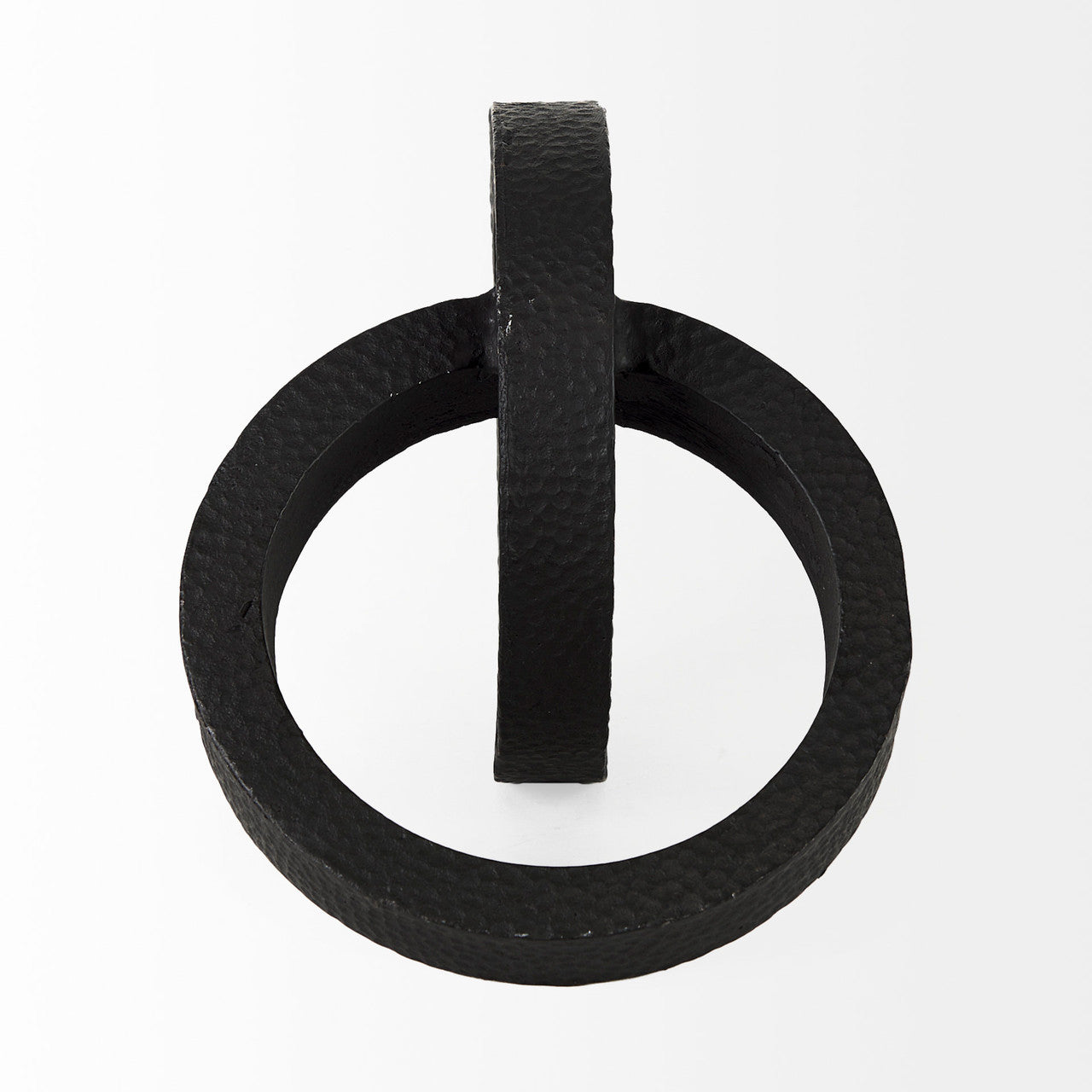 Rafiki Two Blackened Hammered Finish Metal Conjoined Circles