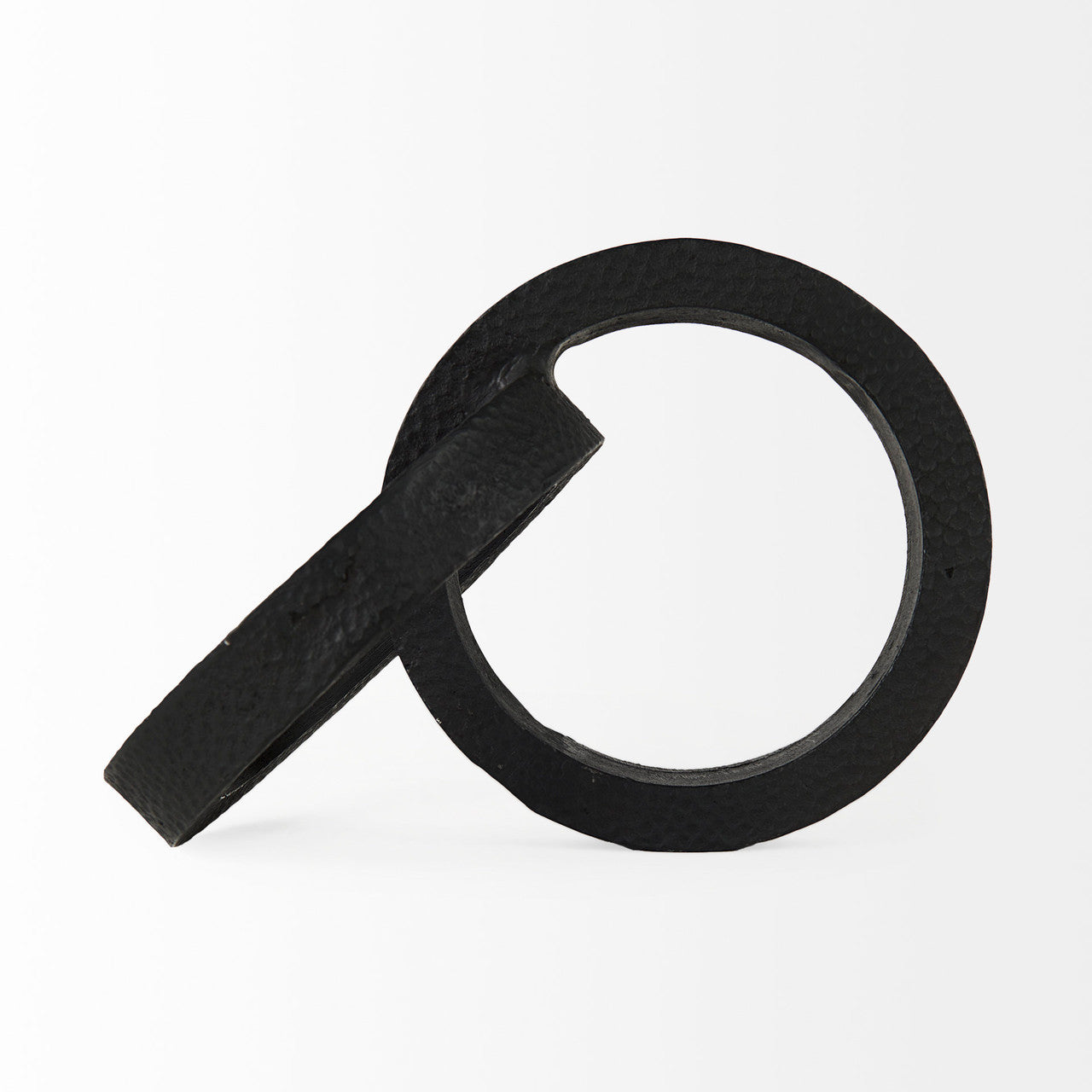 Rafiki Two Blackened Hammered Finish Metal Conjoined Circles