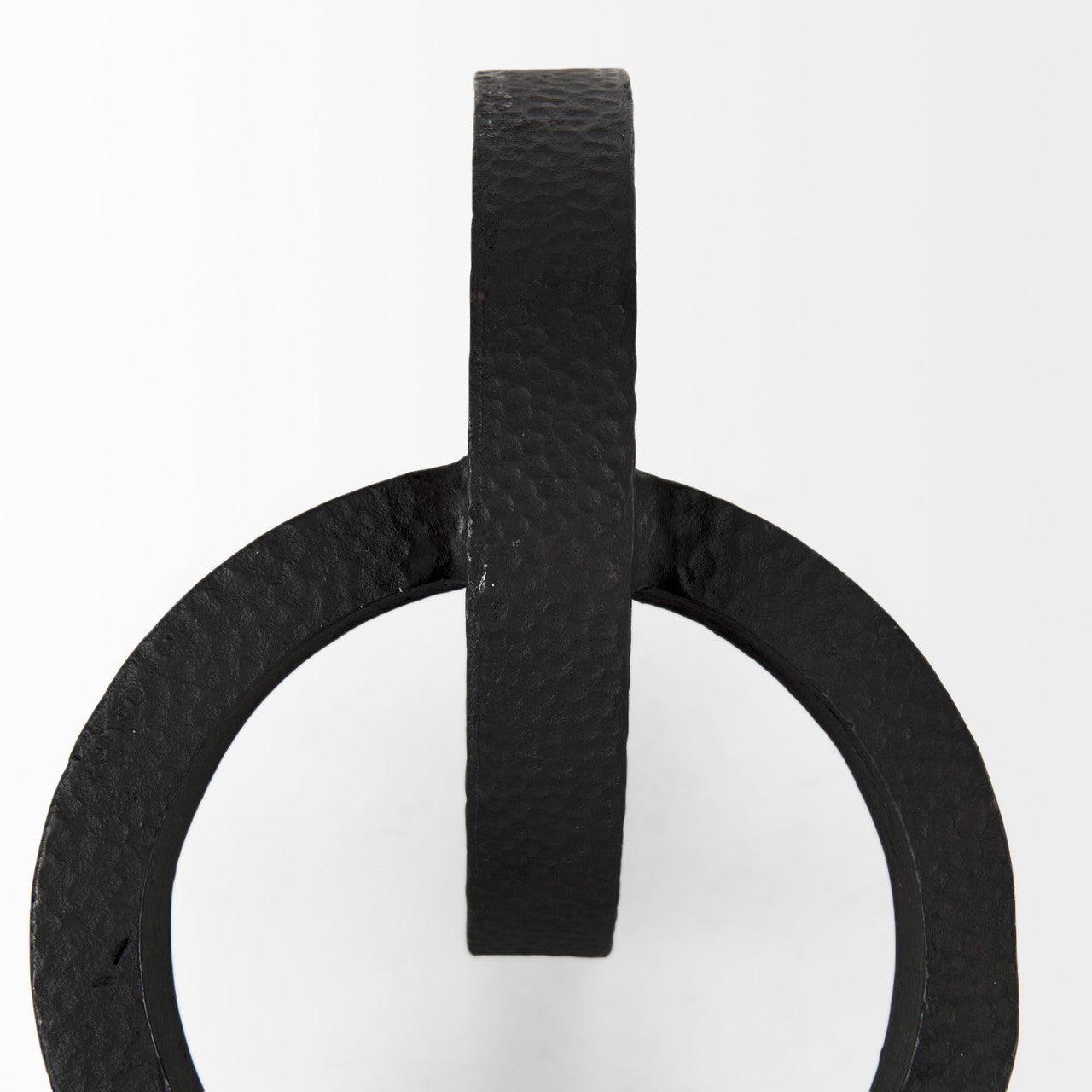 Rafiki Two Blackened Hammered Finish Metal Conjoined Circles