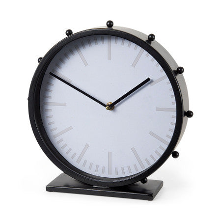 Marian Black Studded Round Table Clock
