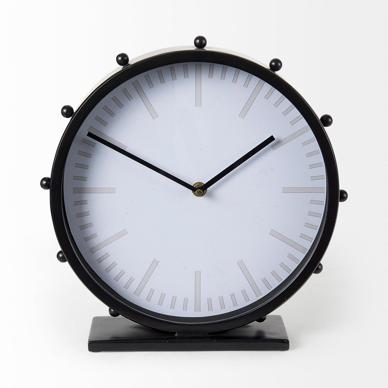 Marian 11.0L x 3.1W x 11.0H Black Studded Round Table Clock