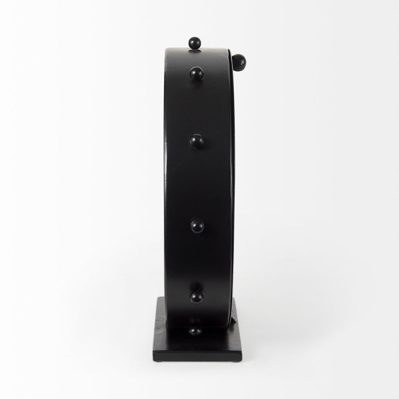 Marian 11.0L x 3.1W x 11.0H Black Studded Round Table Clock