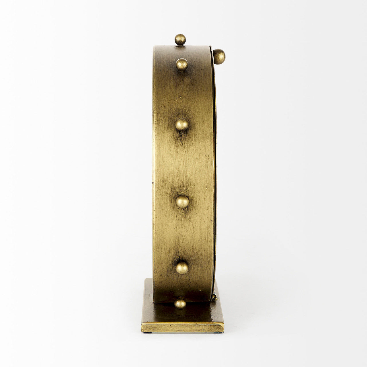 Marian 11.0L x 3.1W x 11.0H Gold Metal W/Studs Round Table Clock