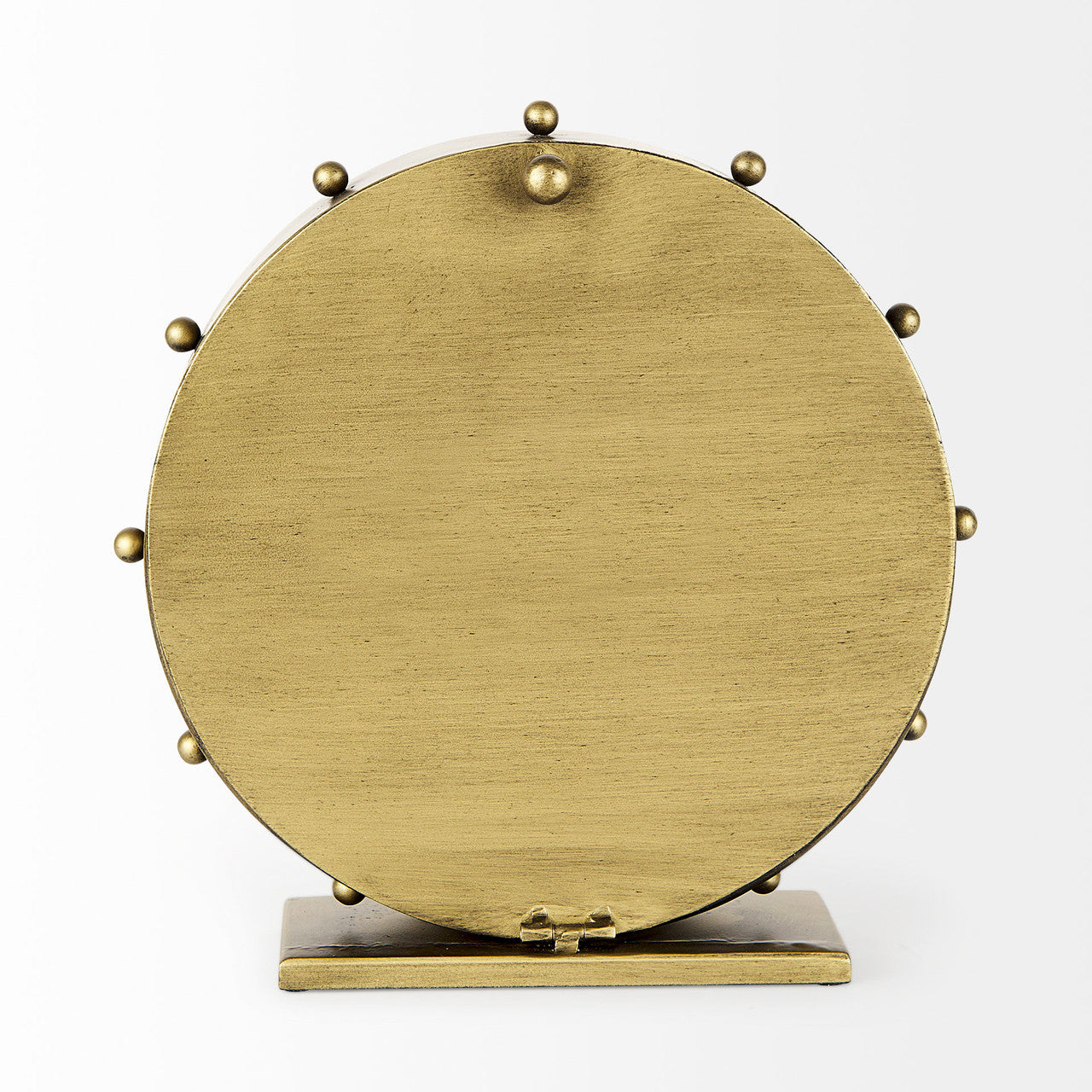 Marian 11.0L x 3.1W x 11.0H Gold Metal W/Studs Round Table Clock