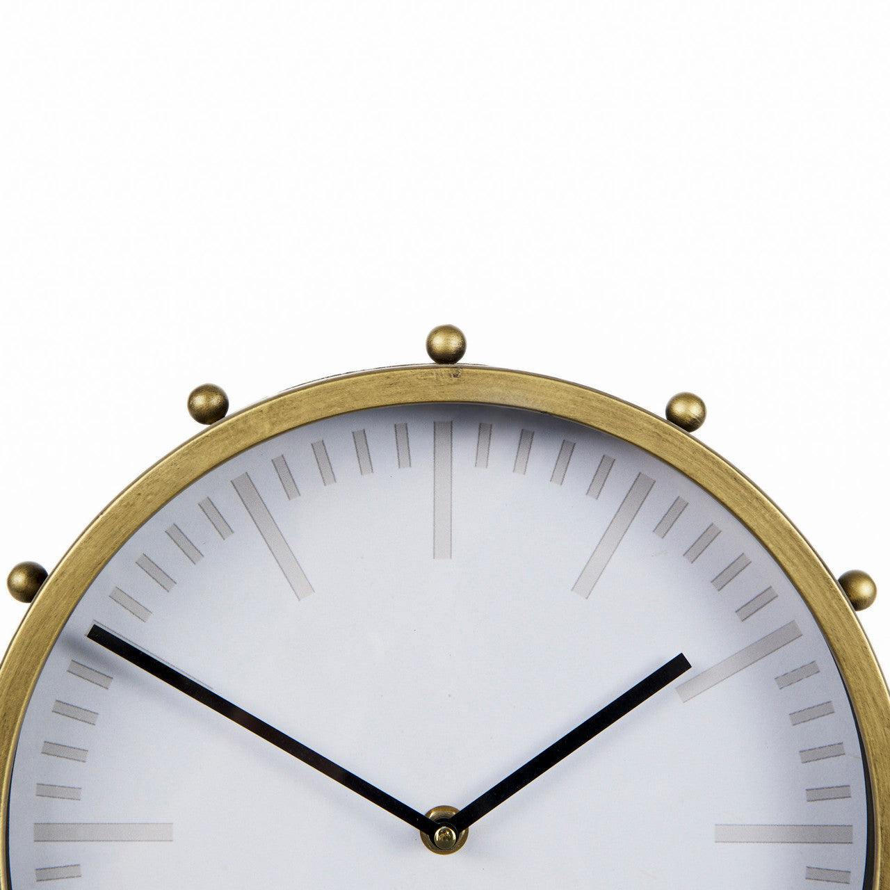 Marian 11.0L x 3.1W x 11.0H Gold Metal W/Studs Round Table Clock