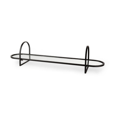 Evianna Mirrored W/Black Metal Frame Tray