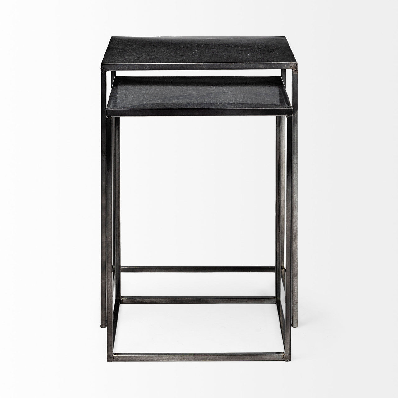 Kasey (Set of 2) 17.7L x 12.6W x 24.4H Galvanized Metal Nesting Accent Tables