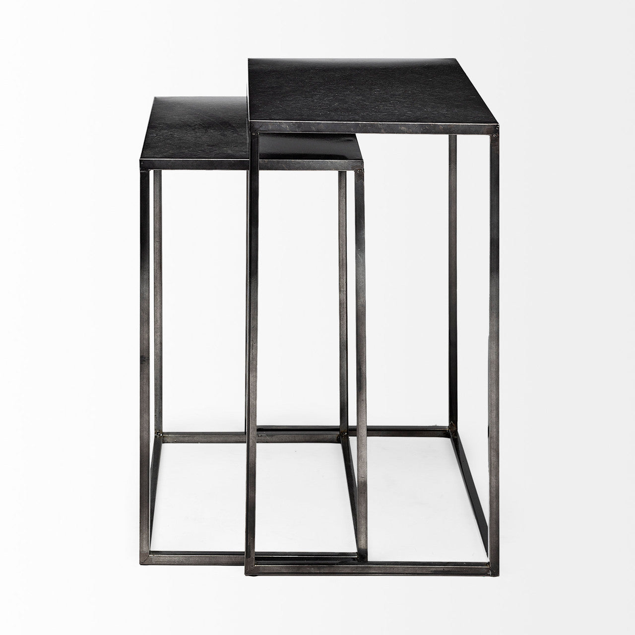Kasey (Set of 2) 17.7L x 12.6W x 24.4H Galvanized Metal Nesting Accent Tables