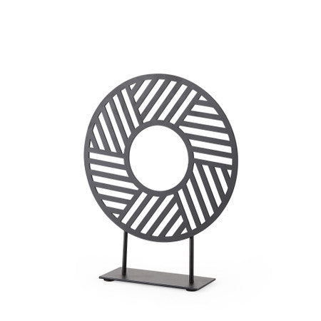 Micra Matte Black Metal Decorative Object on a Stand