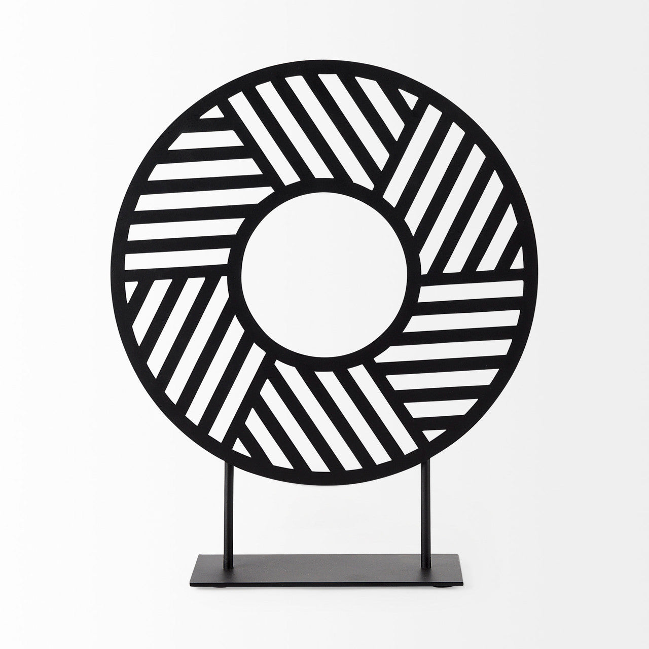 Micra 11.0L x 3.0W x 13.4H Matte Black Metal Decorative Object on a Stand