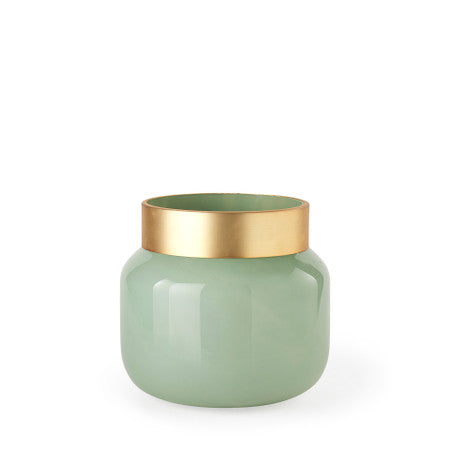 Minty Green Glass Vase W/Matte Gold Metal Neck Cuff