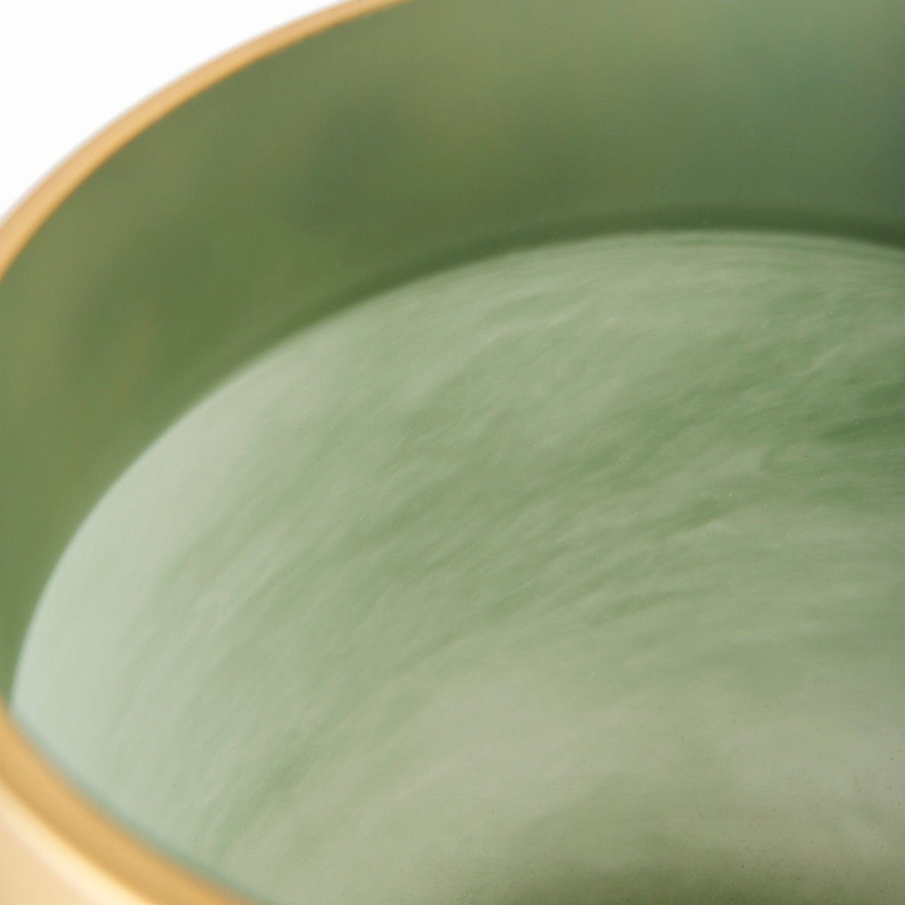 Minty  9.9L x 9.9W x 9.6H Green Glass Vase W/Matte Gold Metal Neck Cuff