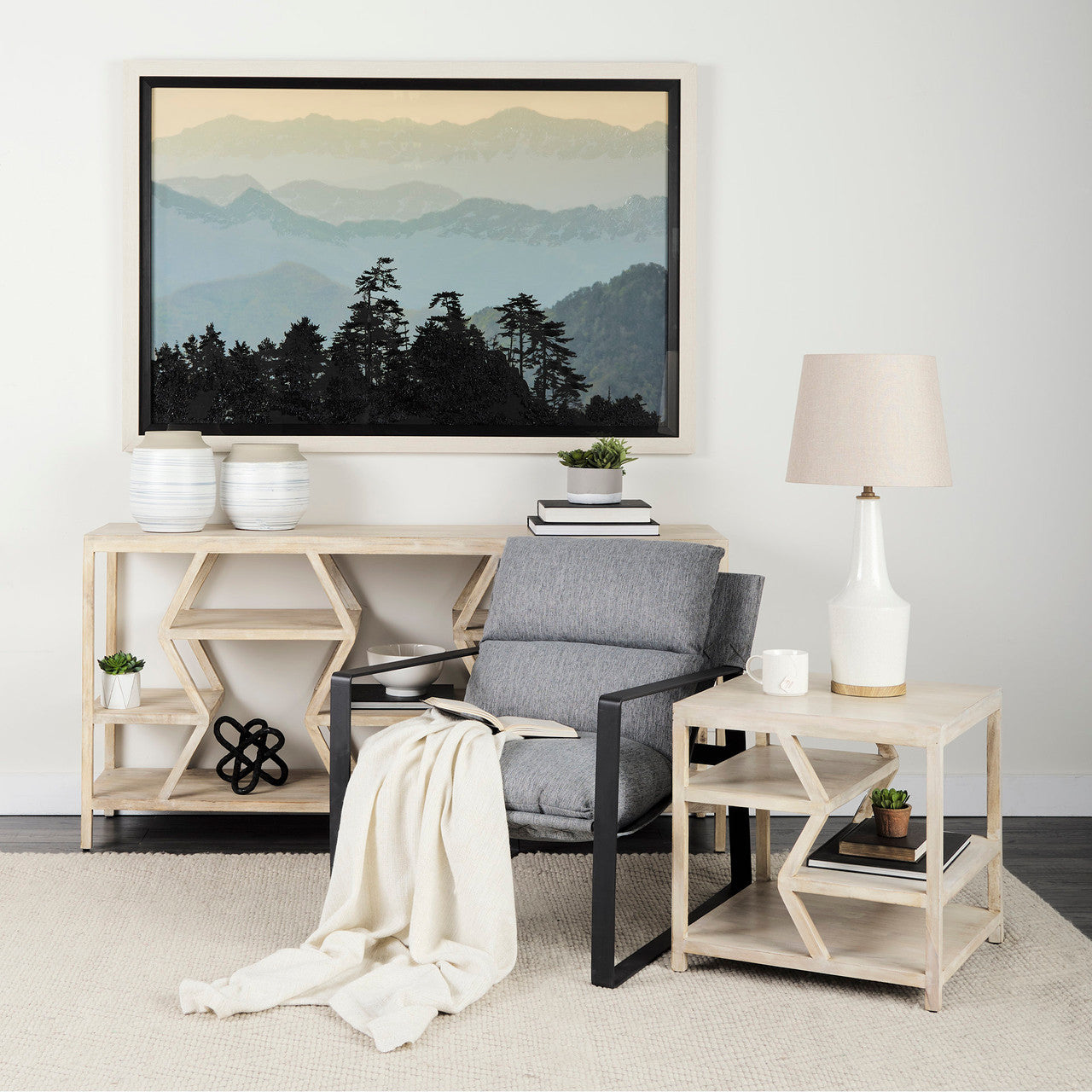 Guilia Castlerock Gray With Metal Frame Sling Accent Chair