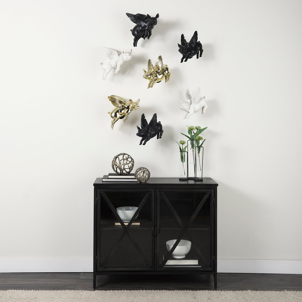 Sphaira Noir II Large 7L x 7W Gold Cast Aluminum Decorative Tree Branch Orb