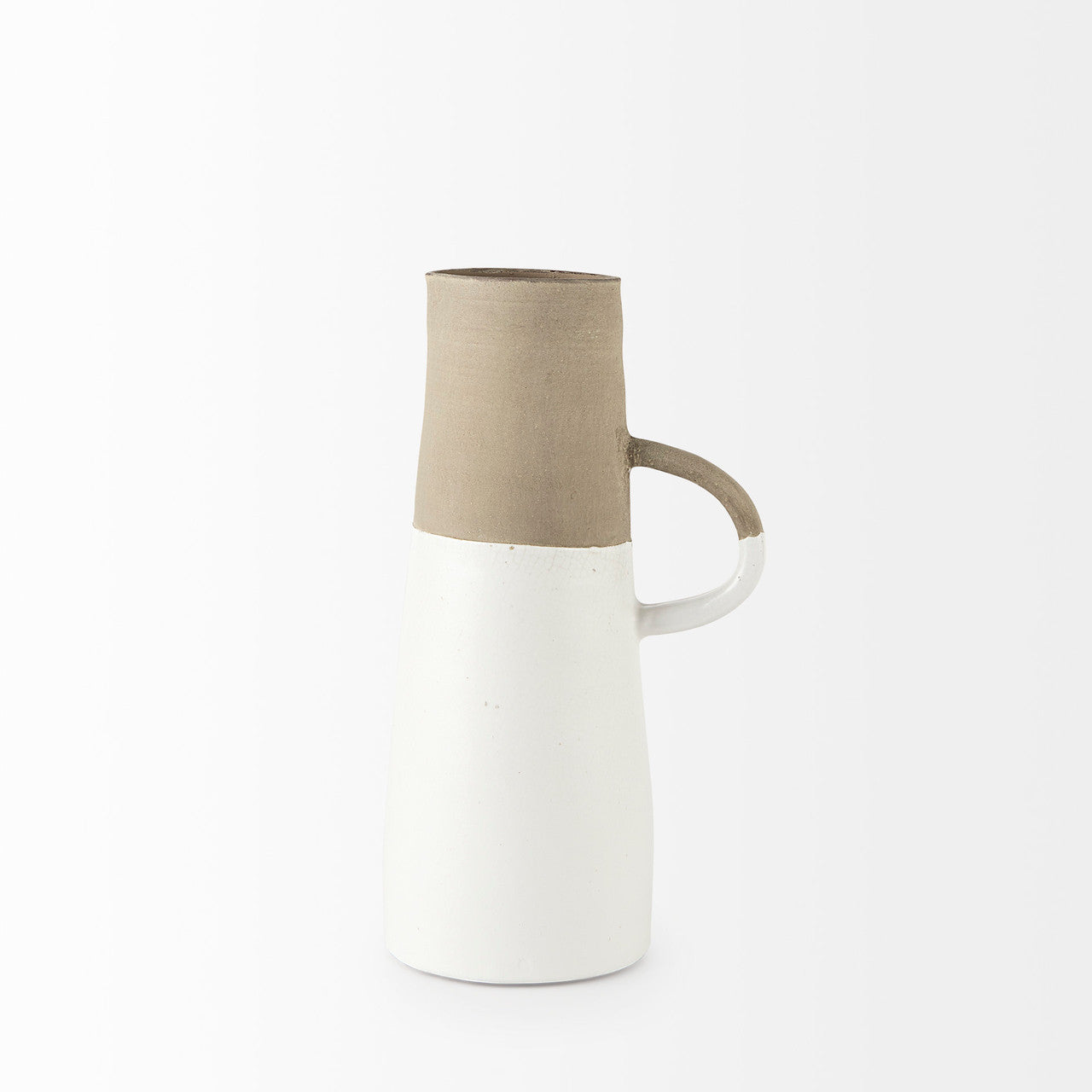 Garand Medium 15H Two-Toned White Natural Ceramic Jug