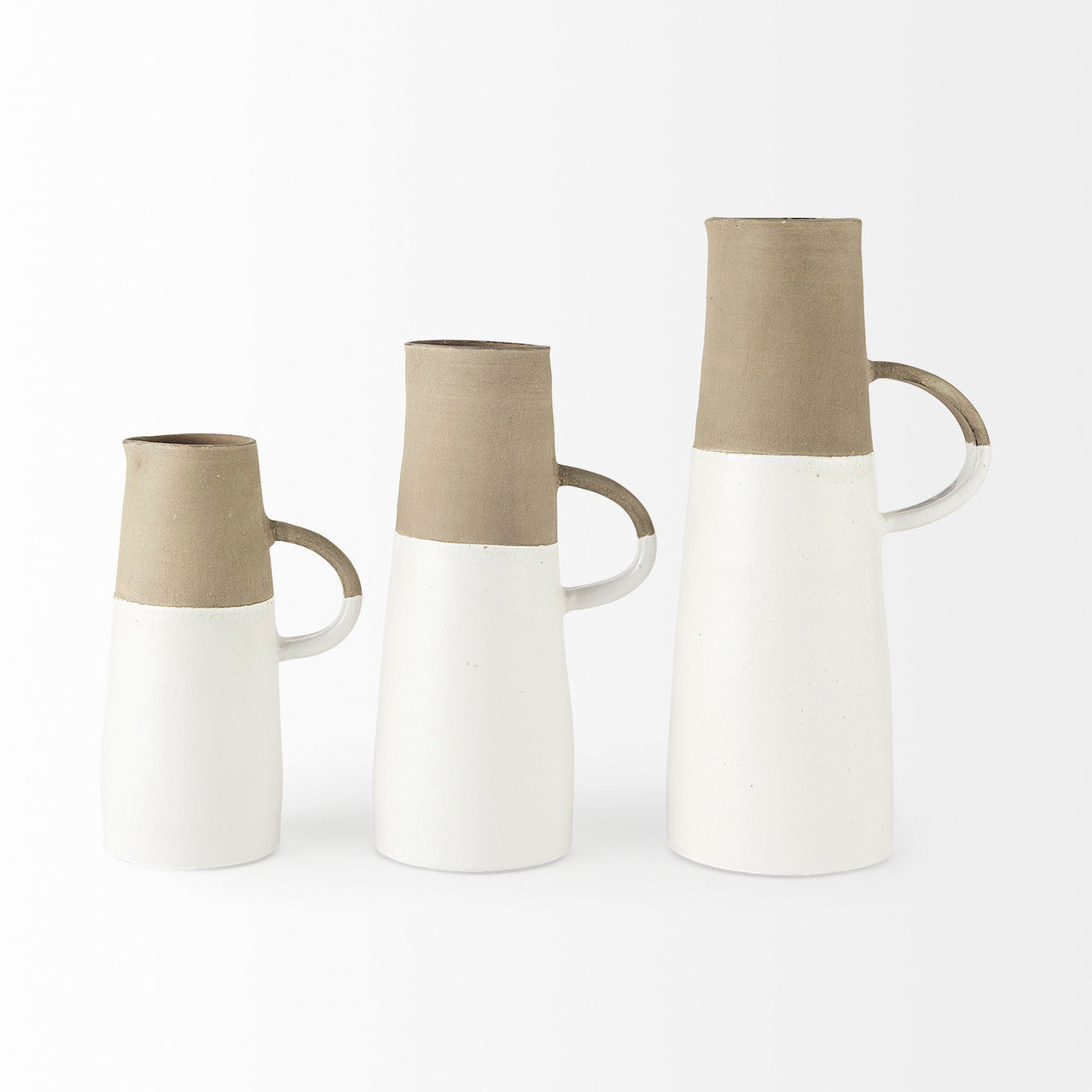 Garand Medium 15H Two-Toned White Natural Ceramic Jug