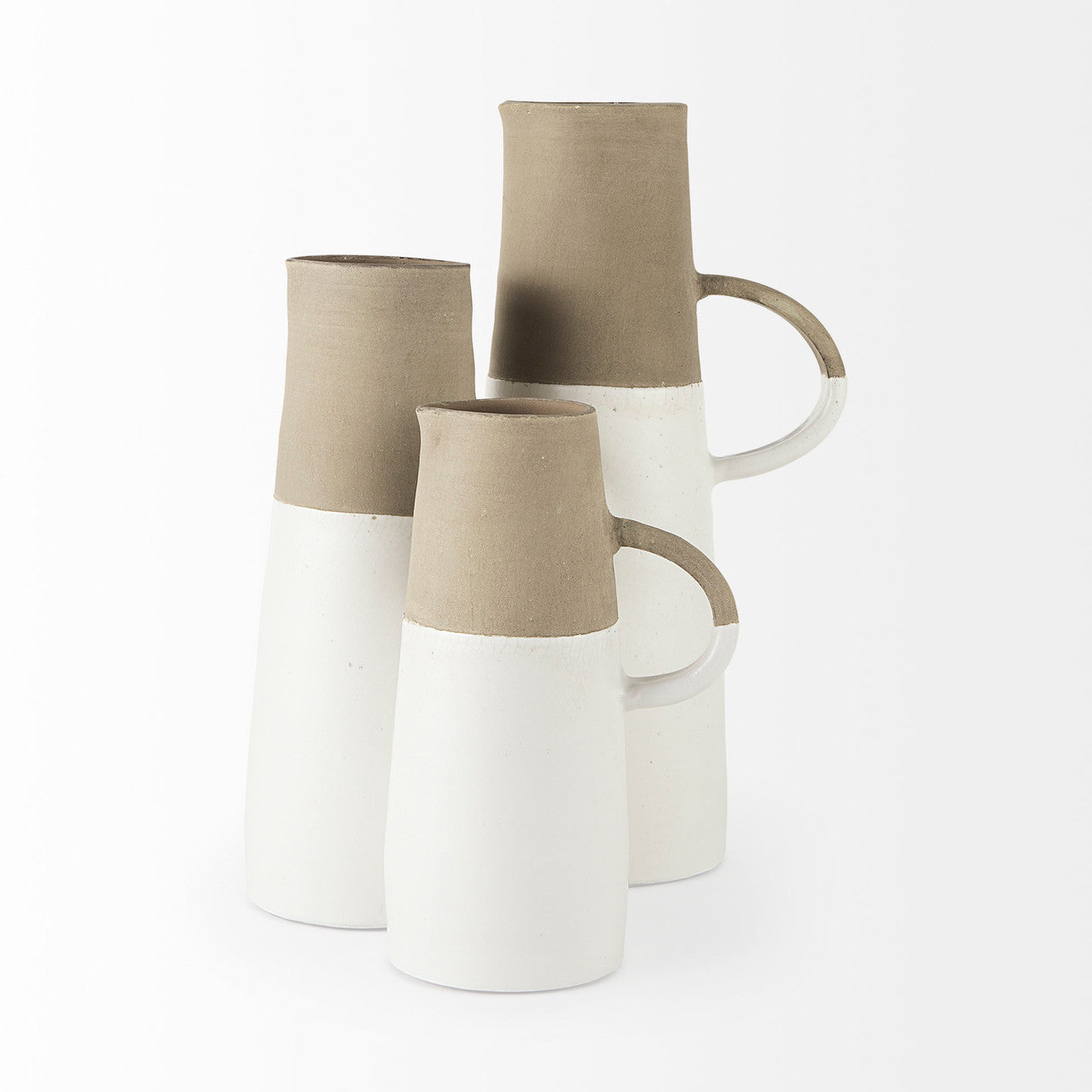 Garand Medium 15H Two-Toned White Natural Ceramic Jug