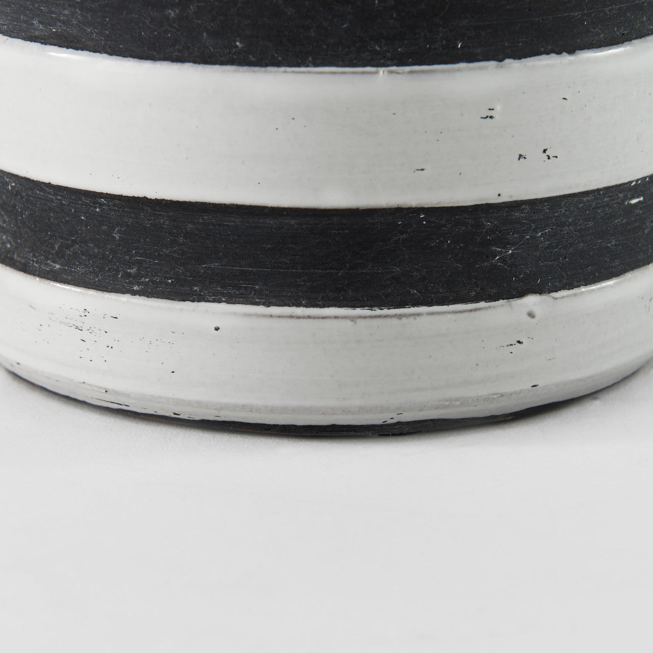 Harmon I Small White w/ Charcoal Stripes Ceramic Jug
