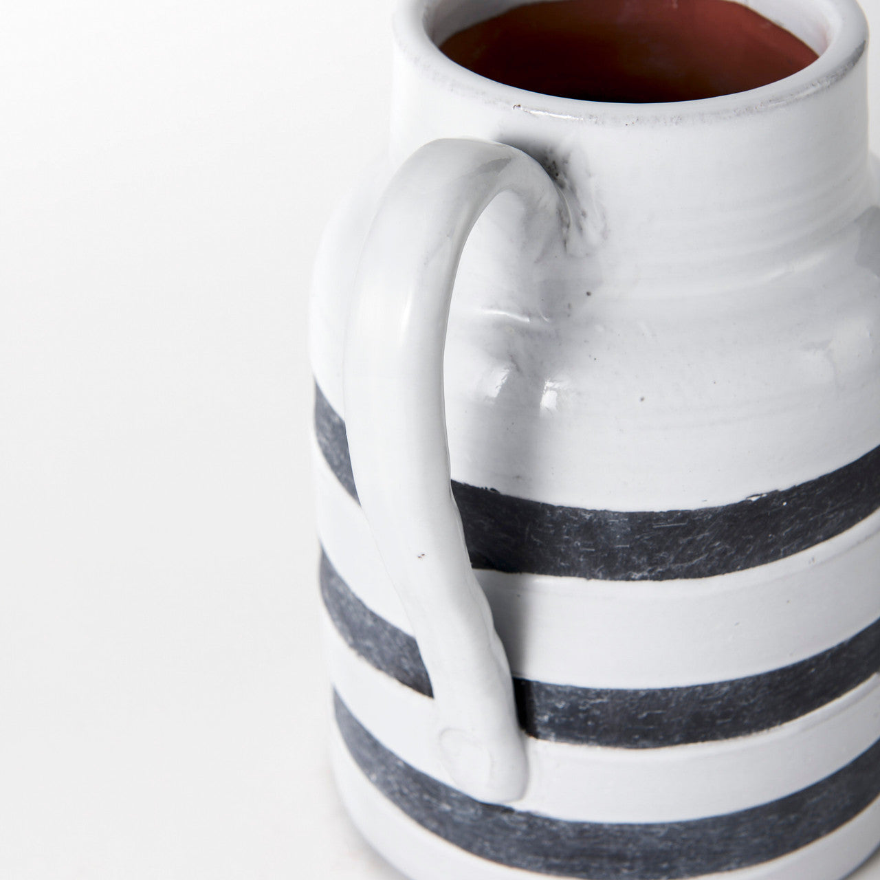 Harmon II  Large White w/ Charcoal Stripes Ceramic Jug