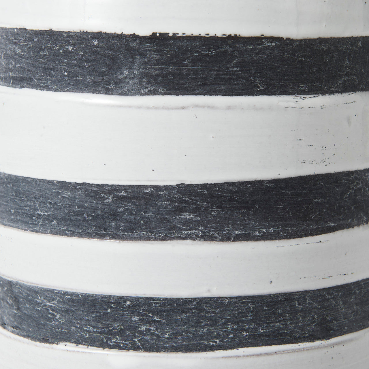 Harmon II  Large White w/ Charcoal Stripes Ceramic Jug