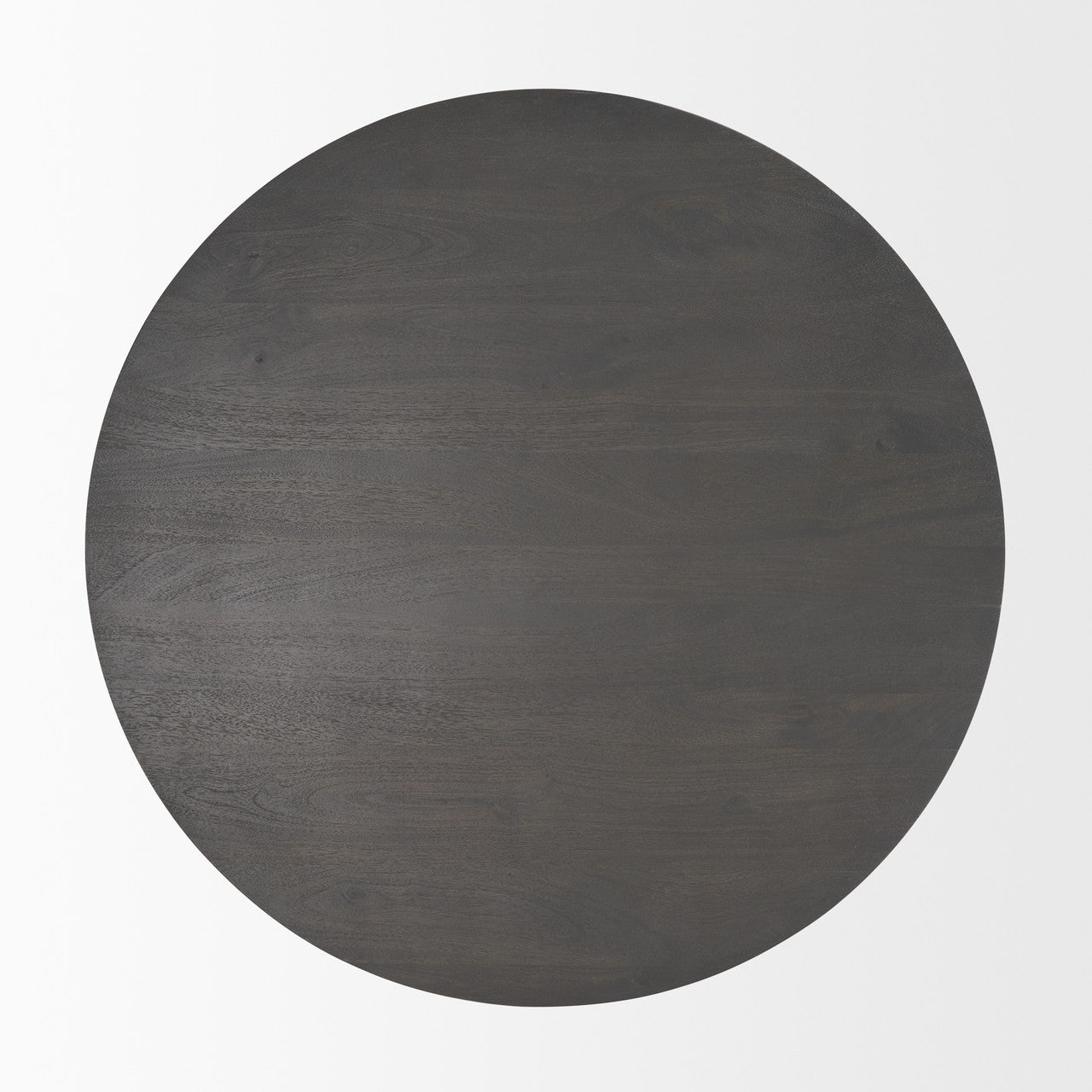Maxwell 34L x 34W x 16H Dark Brown Wood W/ Black Metal Pedestal Base Round Coffee Table